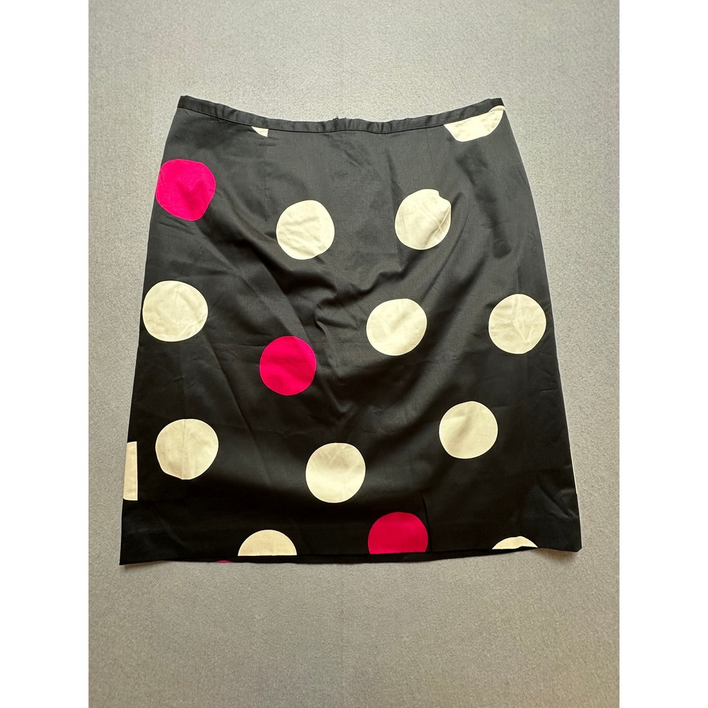 Talbots Woman Black Pink Polka Dot Cotton Blend Pencil Skirt 14W NWT - 48